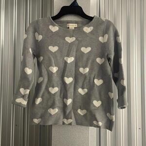 Cynthia Rowley Grey Sweater with Hearts Neutral Minimal Stretch Preppy